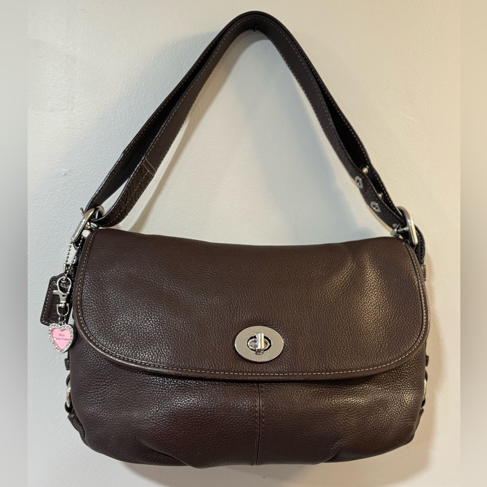 Coach Legacy Brown Leather Turnlock Shoulder Bag Y2K